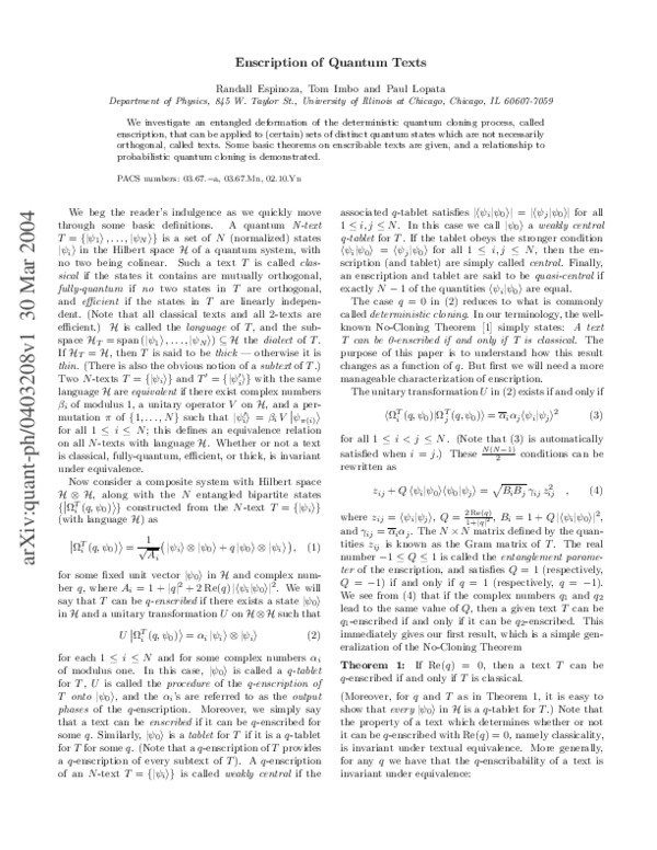 (PDF) Enscription of Quantum Texts