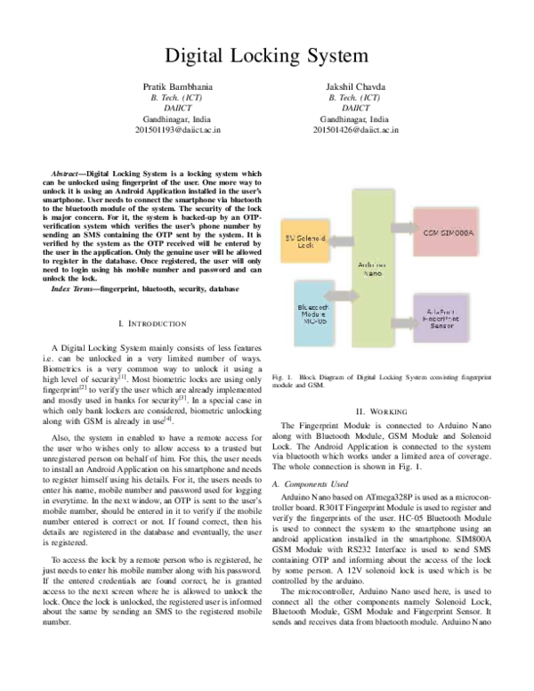 (PDF) Digital Locking System Research Paper