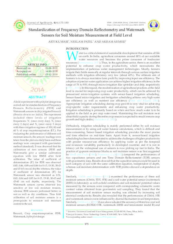 (PDF) Standardization of Frequency Domain Reflectometry and Watermark ...