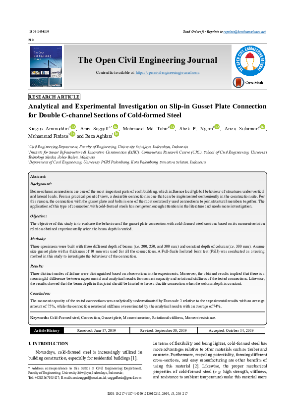 (PDF) The Open Civil Engineering Journal Analytical and Experimental ...