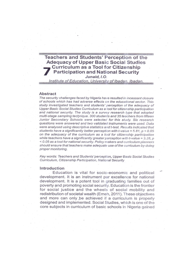 (PDF) Teachers and Students Perception of the Adequacy of the Upper ...