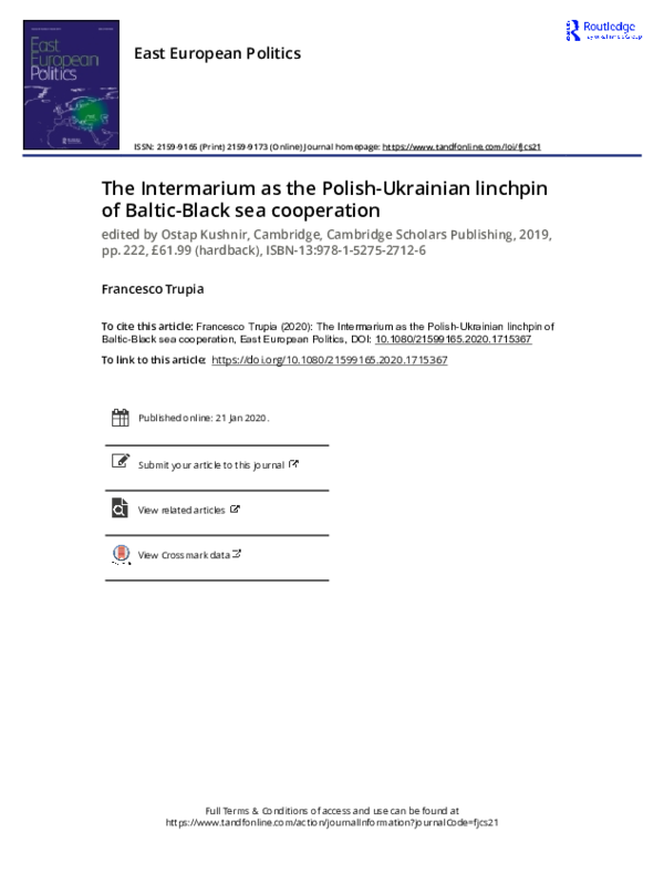 (PDF) The Intermarium as the PolishUkrainian linchpin [book review