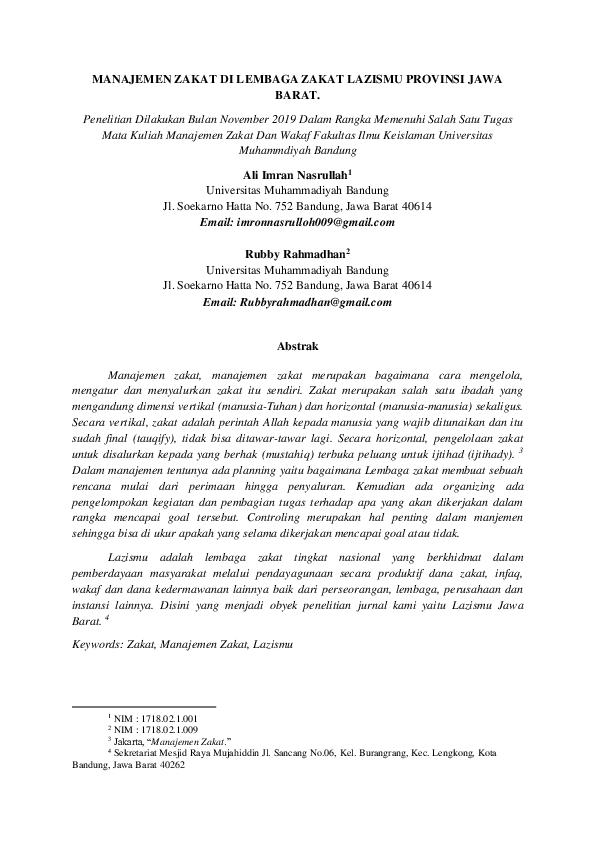 Manajemen Zakat Research Papers Academia Edu