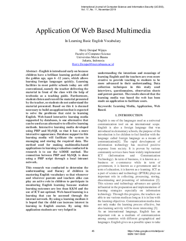 (PDF) Application Of Web Based Multimedia In Learning Basic English ...