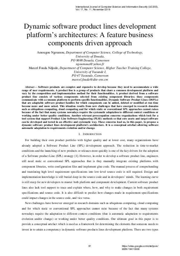 (PDF) Dynamic software product lines development platform's