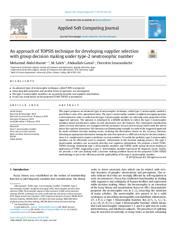 (PDF) An approach of TOPSIS technique for developing supplier selection ...