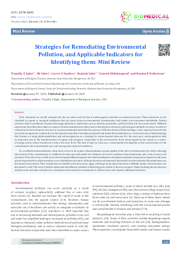 (PDF) Strategies for Remediating Environmental Pollution, and ...