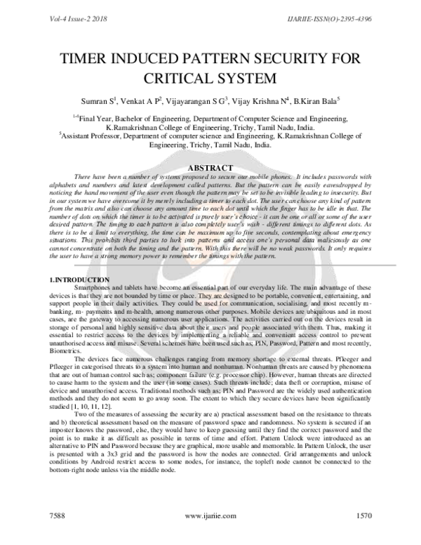 (PDF) TIMER INDUCED PATTERN SECURITY FOR CRITICAL SYSTEM