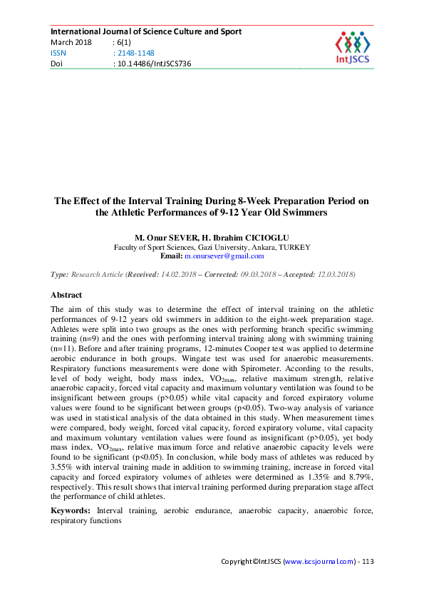 (PDF) The Effect of the Interval Training During 8-Week Preparation ...