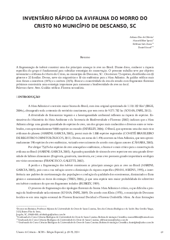 (PDF) INVENTÁRIO RÁPIDO DA AVIFAUNA DO