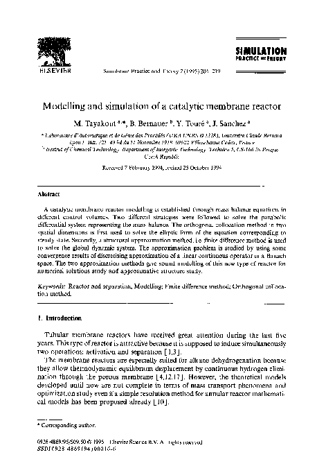 (PDF) Modelling and simulation of a catalytic membrane reactor