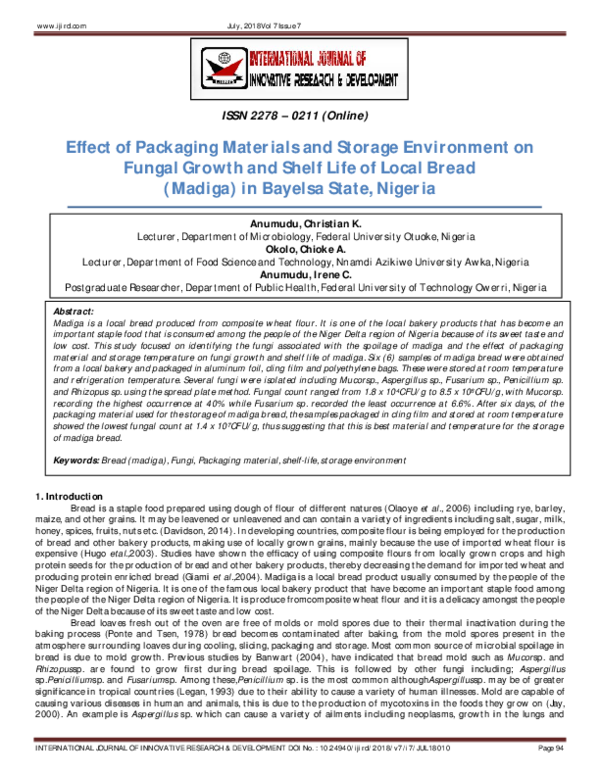 (PDF) Effect of Packaging Materials and Storage Environment on Fungal ...