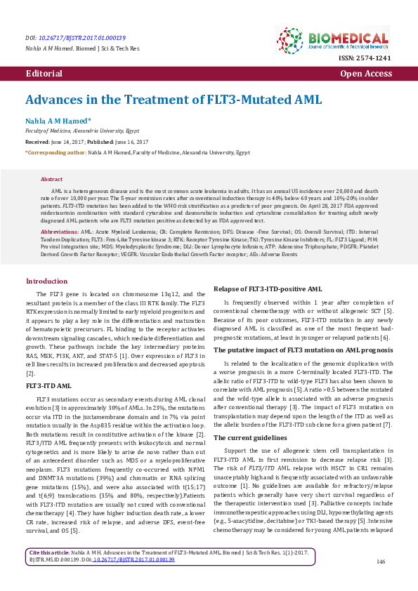 Pdf Advances In The Treatment Of Flt3 Mutated Aml Pdf Advances In The Treatment Of Flt3 Mutated Aml