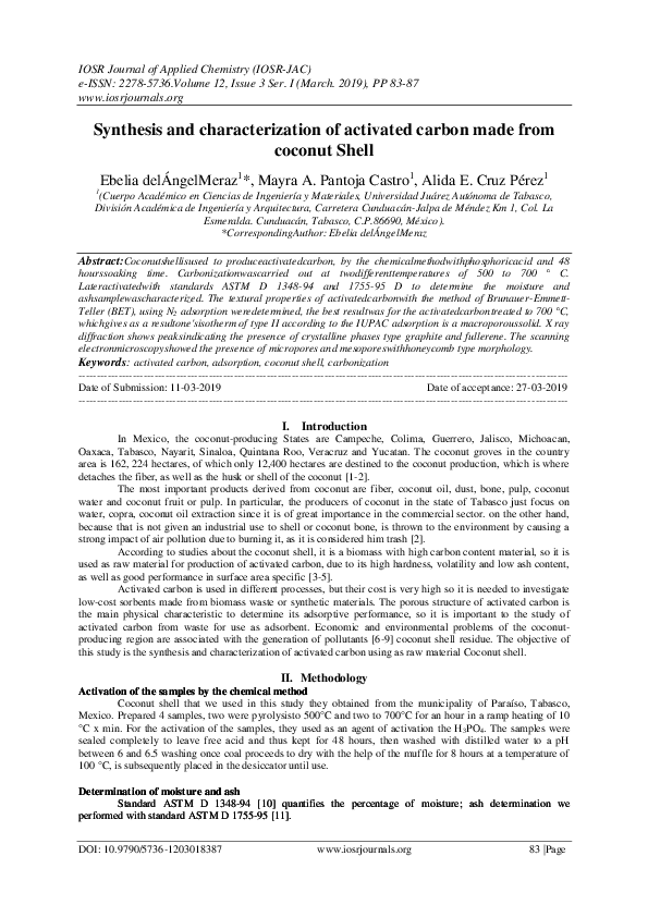 (PDF) Synthesis and characterization of activated carbon made from ...