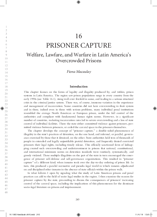 (PDF) Prisoner Capture: welfare, lawfare and warfare in Latin America’s ...