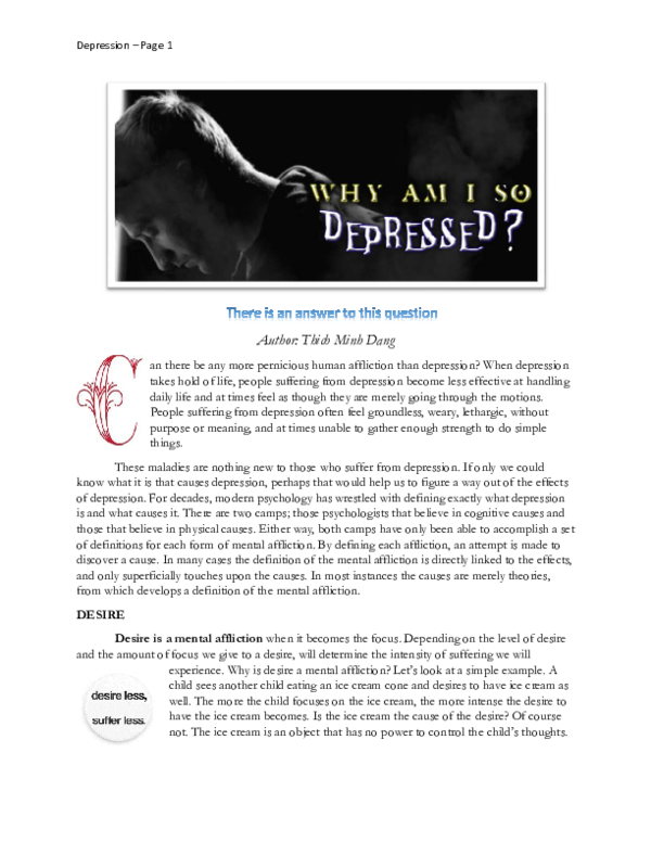 (PDF) Depression Why am I so depressed? Part 1 Ven