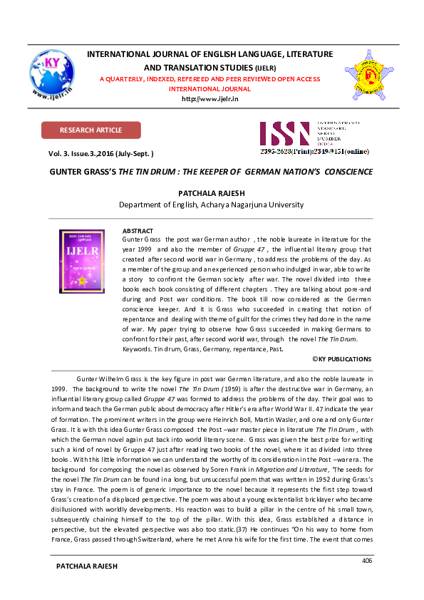 (PDF) Gunter Grass's The Tin Drum Keeper of German Nation's