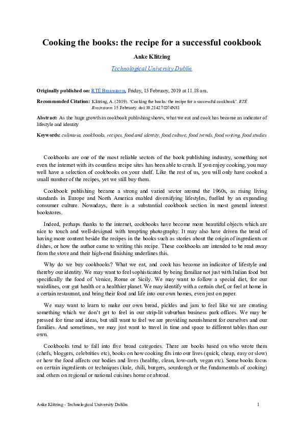 Food Writing Research Papers - Academia.edu