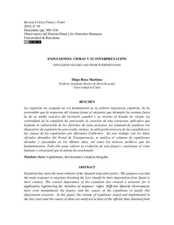 (PDF) Expulsiones. Cifras y su interpretación