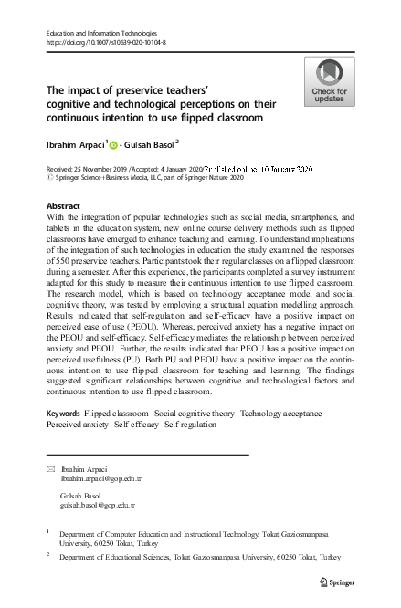 (PDF) The impact of preservice teachers' cognitive and technological ...