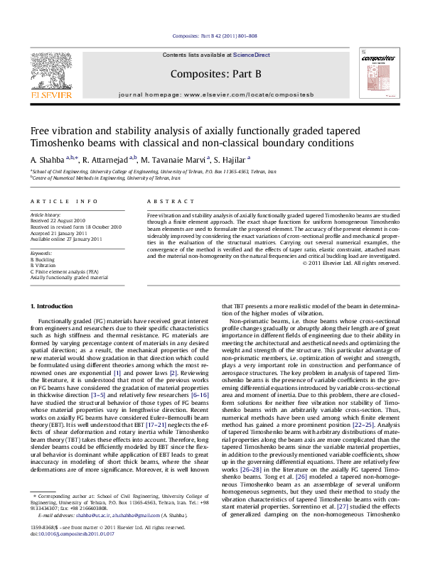 (PDF) Free vibration and stability analysis of axially functionally ...