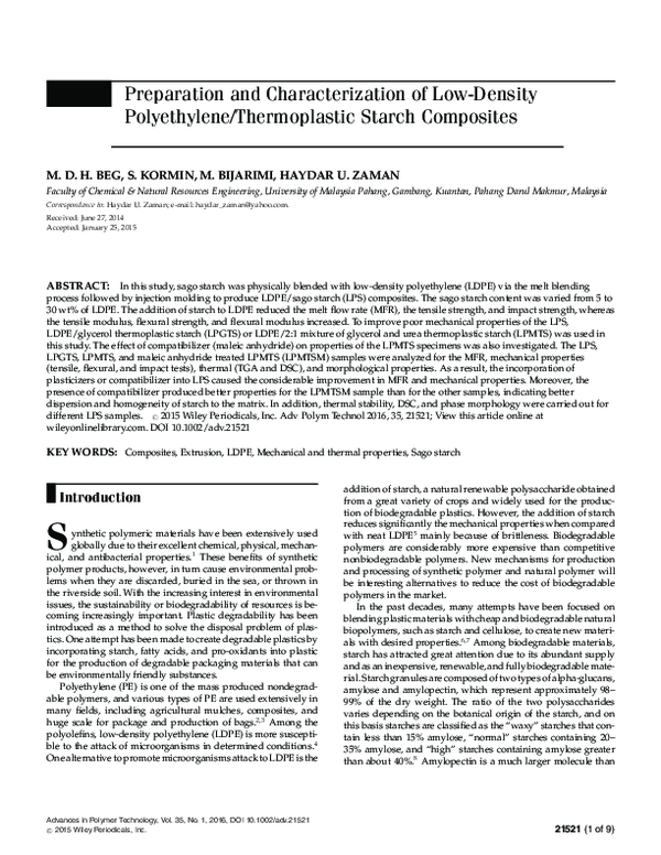 (PDF) Preparation and Characterization of Low-Density Polyethylene ...