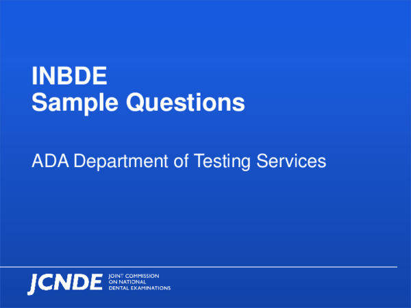 (PDF) INBDE Sample Questions ADA Department of Testing Services