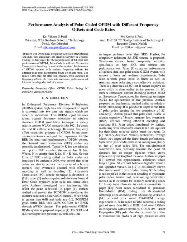 (PDF) Performance Analysis of Polar Coded OFDM with Different Frequency ...