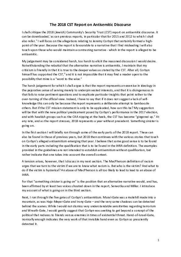 The 2018 CST Report on Antisemitic Discourse