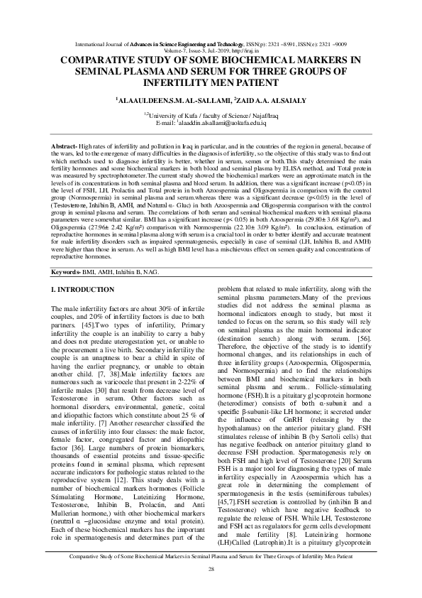 (PDF) Comparative Study of Some Biochemical Markers in Seminal Plasma ...