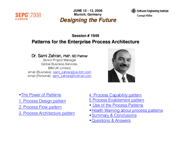 (PDF) Patterns for the Enterprise Process Architecture Patterns for the ...