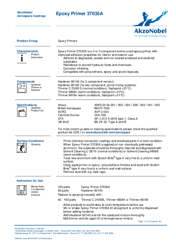 (PDF) Epoxy Primer 37035A AkzoNobel Aerospace Coatings Product Group