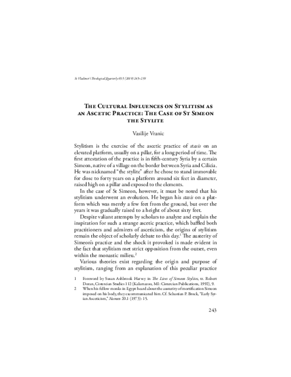 (PDF) The Cultural Influences on Stylitism as an Ascetic Practice: The ...