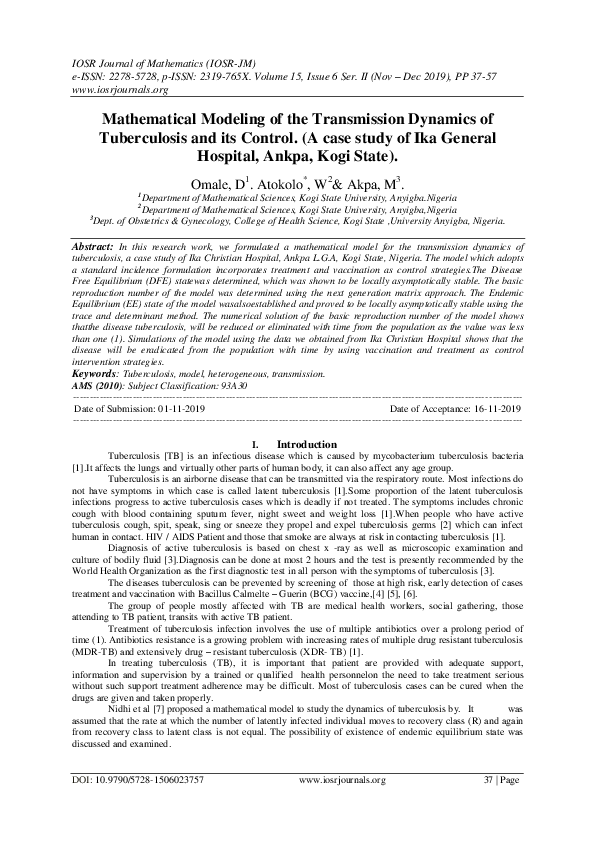 (PDF) Mathematical Modeling of the Transmission Dynamics of ...