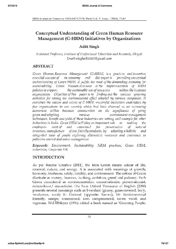 (PDF) Conceptual Understanding of Green Human Resource Management (G ...