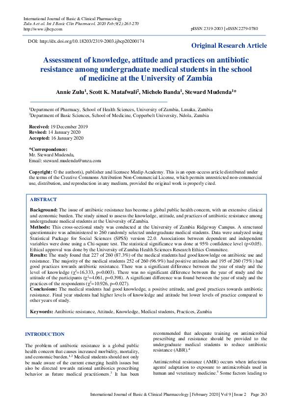 (PDF) Assessment of knowledge, attitude and practices on antibiotic ...