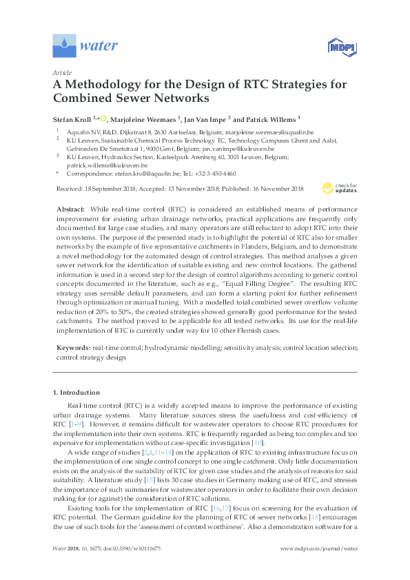 (PDF) A Methodology for the Design of RTC Strategies for Combined Sewer ...