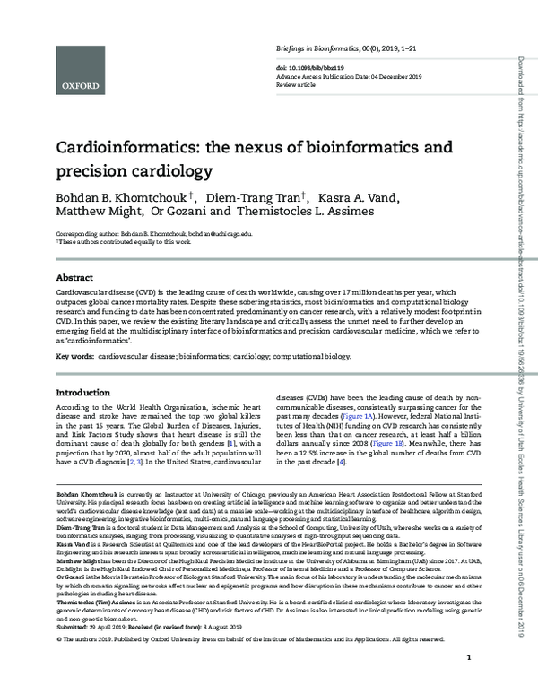 (PDF) Cardioinformatics: the nexus of bioinformatics and precision ...