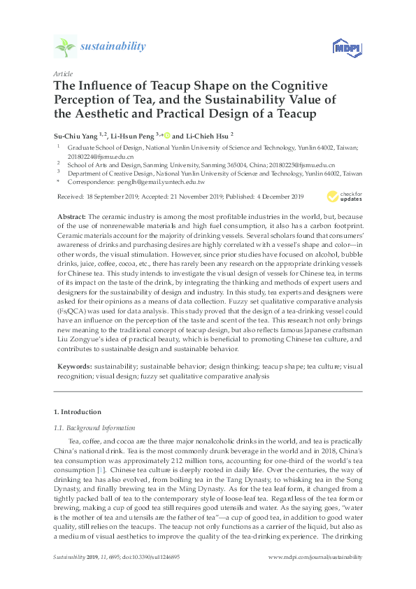 (PDF) The Influence of Teacup Shape on the Cognitive Perception of Tea ...