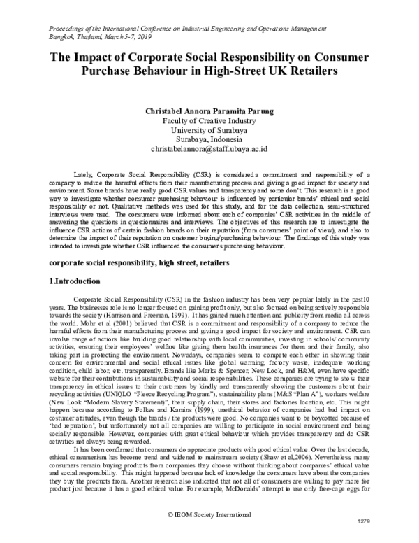 (PDF) The Impact of Corporate Social Responsibility on Consumer ...