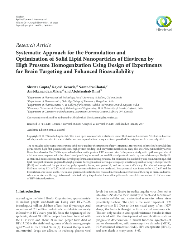 (PDF) Systematic Approach for the Formulation and Optimization of Solid ...