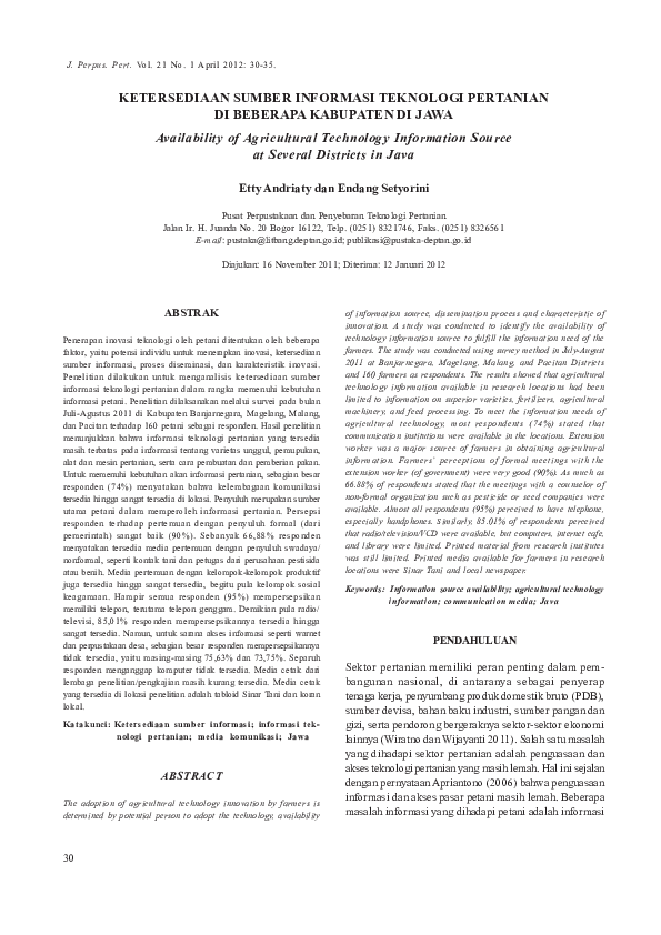 (PDF) Availability of Agricultural Technology Information Source at ...