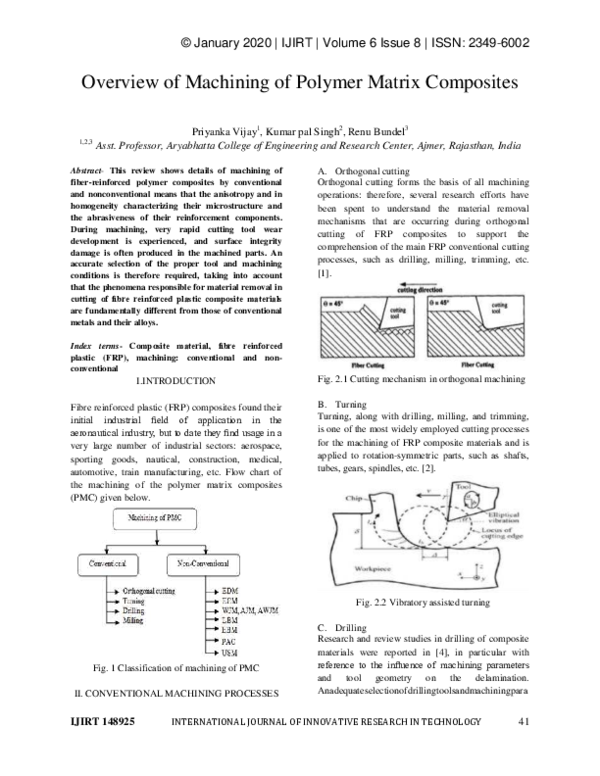 (PDF) Overview of Machining of Polymer Matrix Composites IJIRT Journal Academia.edu