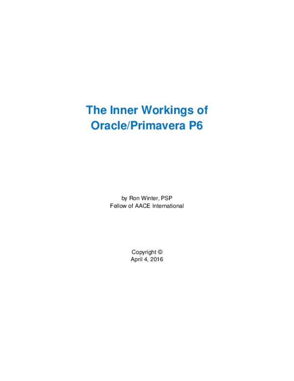 (PDF) The Inner Workings of Oracle/Primavera P6