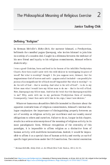 (PDF) The Philosophical Meaning of Religious Exercise