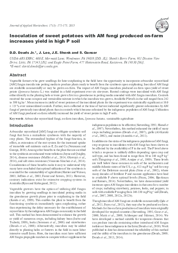 (PDF) Inoculation of sweet potatoes with AM fungi produced on-farm ...