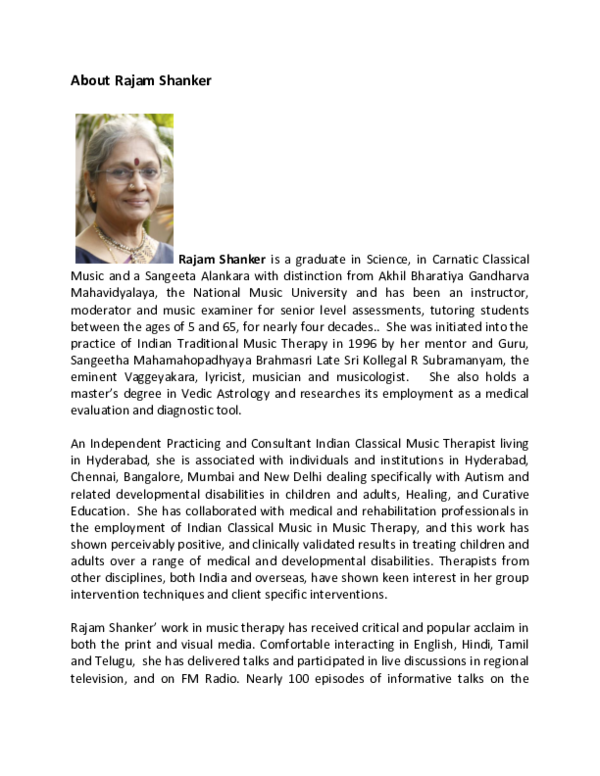 About Rajam Shanker