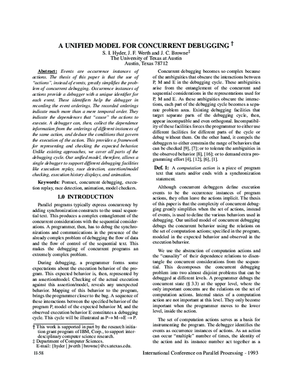 (PDF) A Unified Model for Concurrent Debugging