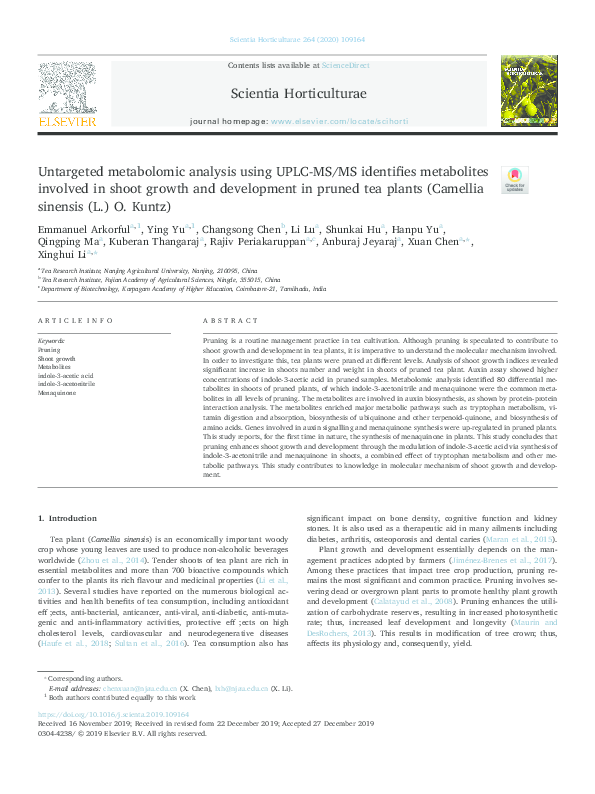 (PDF) Untargeted metabolomic analysis using UPLC-MS/MS identifies ...