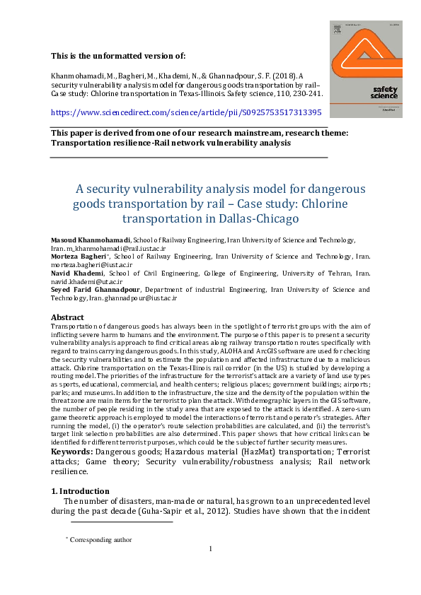 (PDF) A security vulnerability analysis model for dangerous goods ...